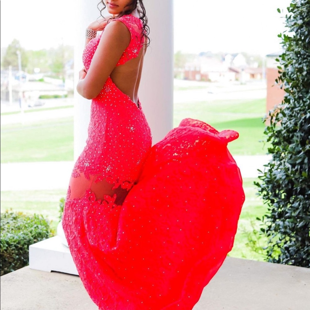 EUC: Jovani hot pink prom dress size 8